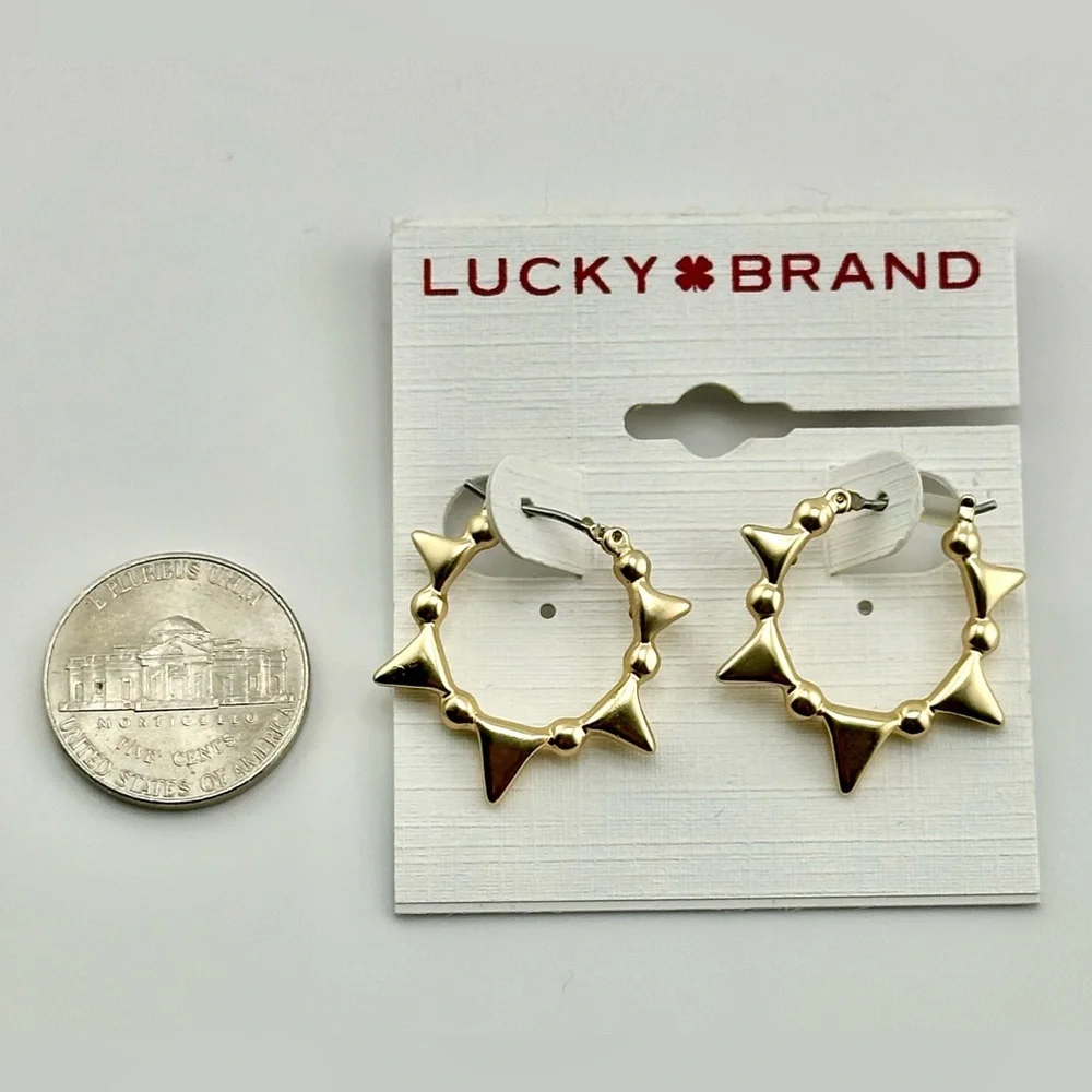 Lucky Brand NWT Spike Gold Hoop Earrings
